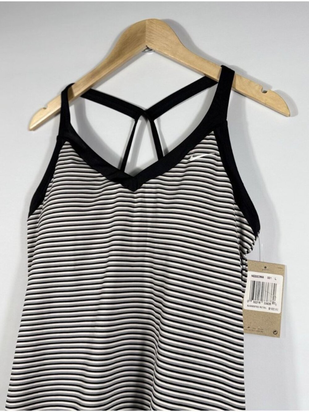 NEW Nike Women's L Striped V-Neck Swim Tankini Top & Bottom Set NWT $102 - Picture 3 of 3